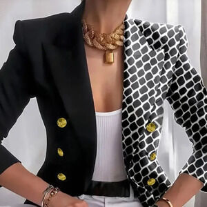 Elegant Double Breasted Lapel Blazer,